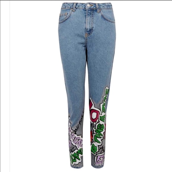 TOPSHOP High Waist Graffiti Jeans! Size 26. - Picture 2 of 8